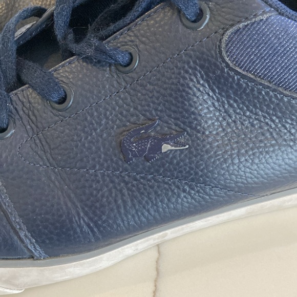 Lacoste Men's leather trainers, Navy, Size 9 - Picture 4 of 10